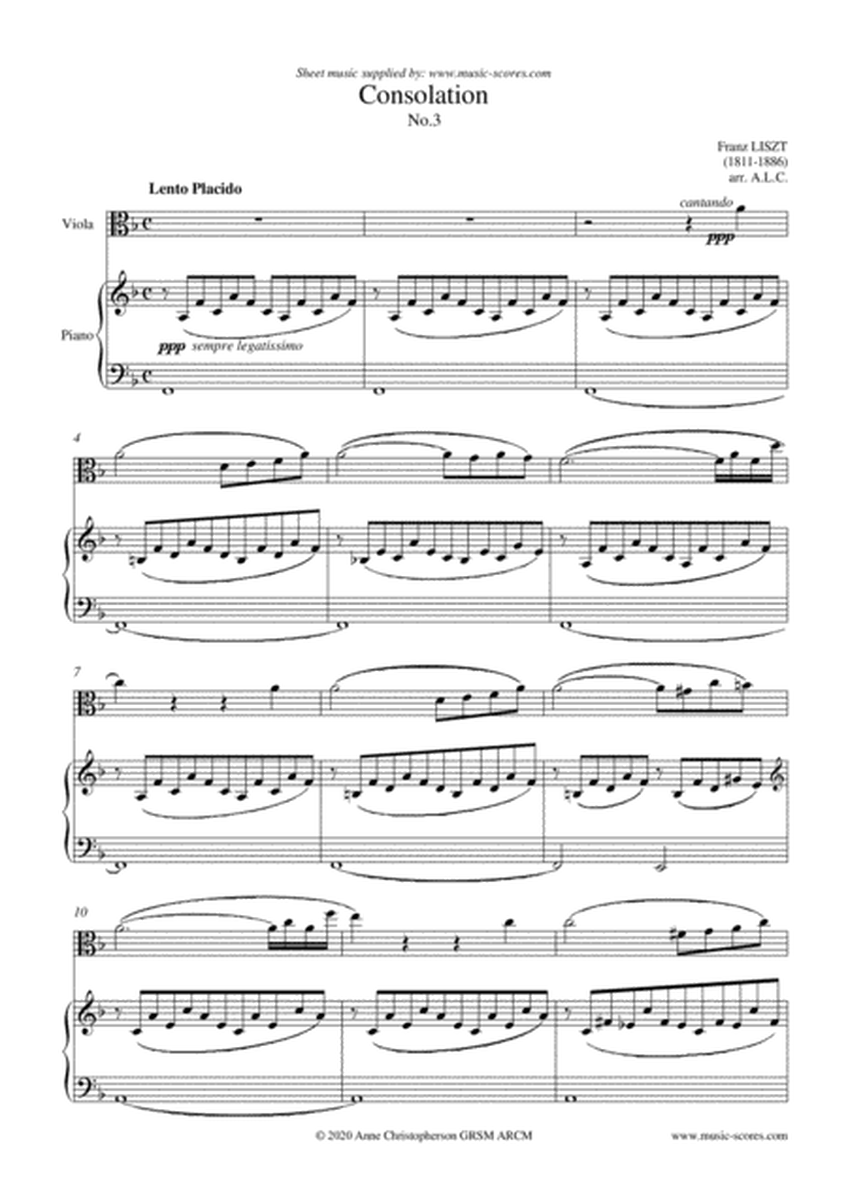 Consolation No. 3 - Viola and Piano image number null