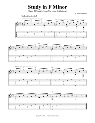 Study in F Minor (from Méthode Complète pour la Guitare)