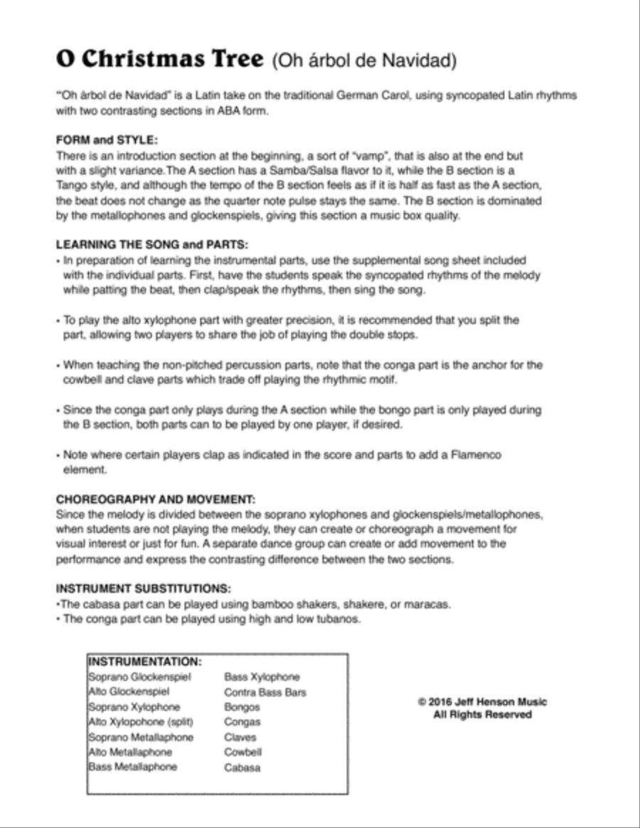 O Christmas Tree Orff Instrument scores gallery preview page 2