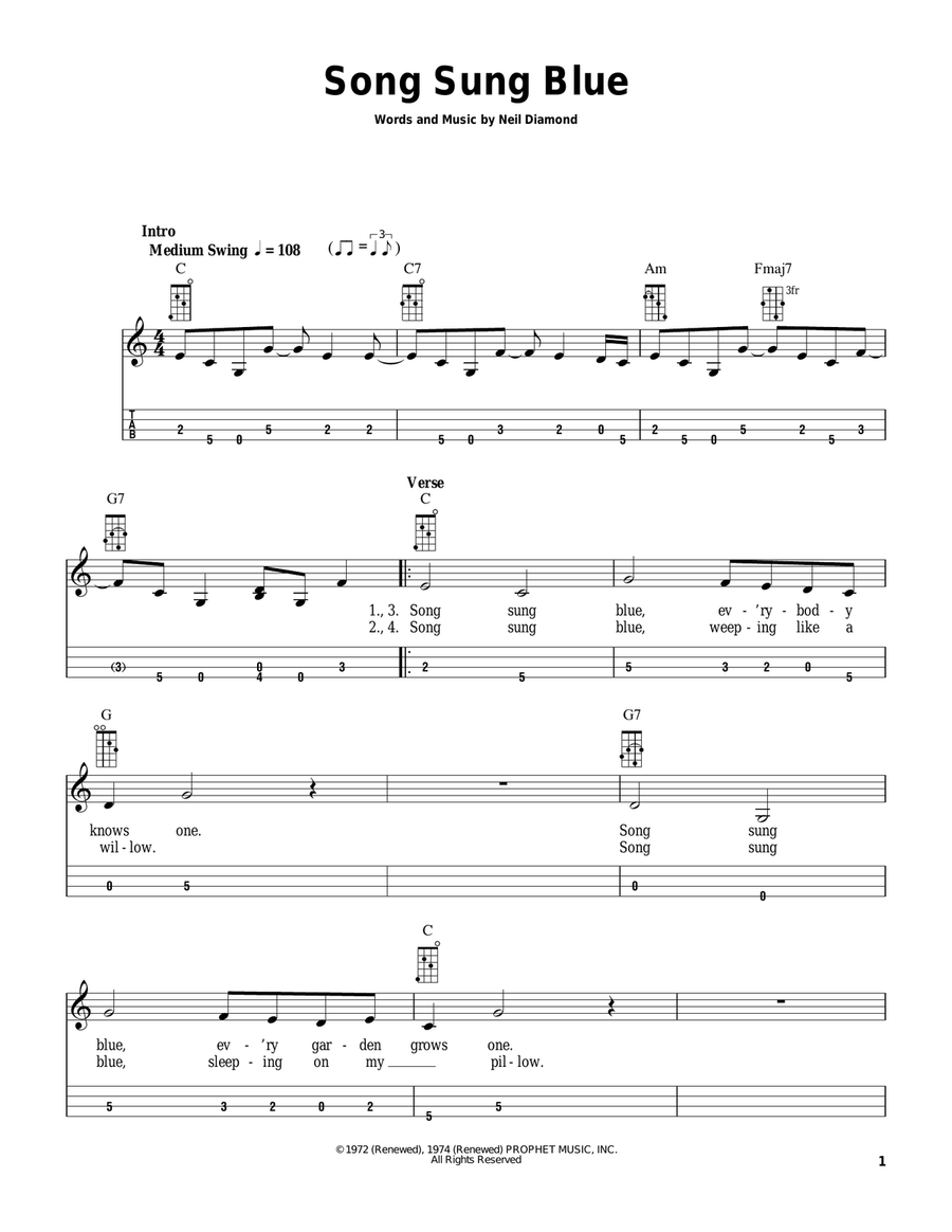Book cover for Song Sung Blue (arr. Bobby Westfall)