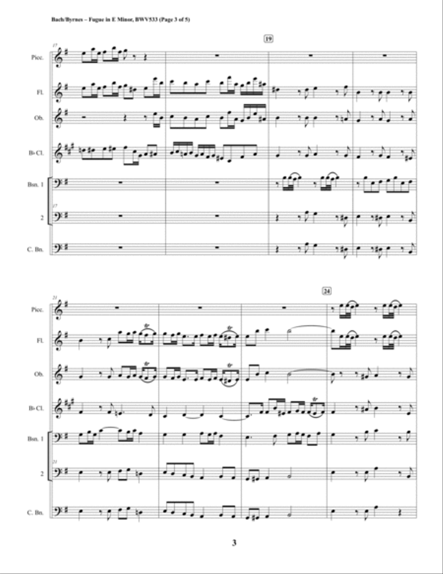 Fugue in E Minor, BWV 533 (Woodwind Septet) Woodwind Ensemble scores gallery preview page 3