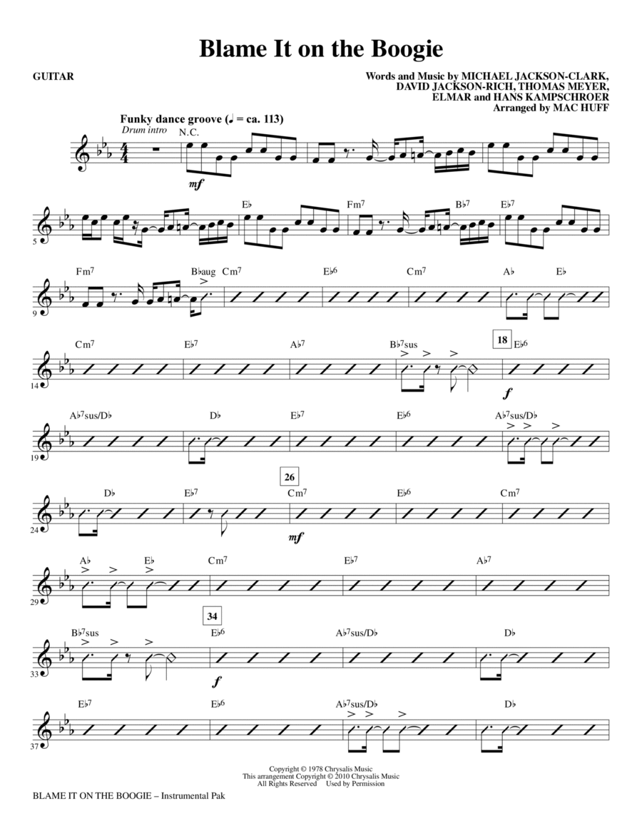 Blame It On The Boogie - Guitar Choir scores gallery preview page 1