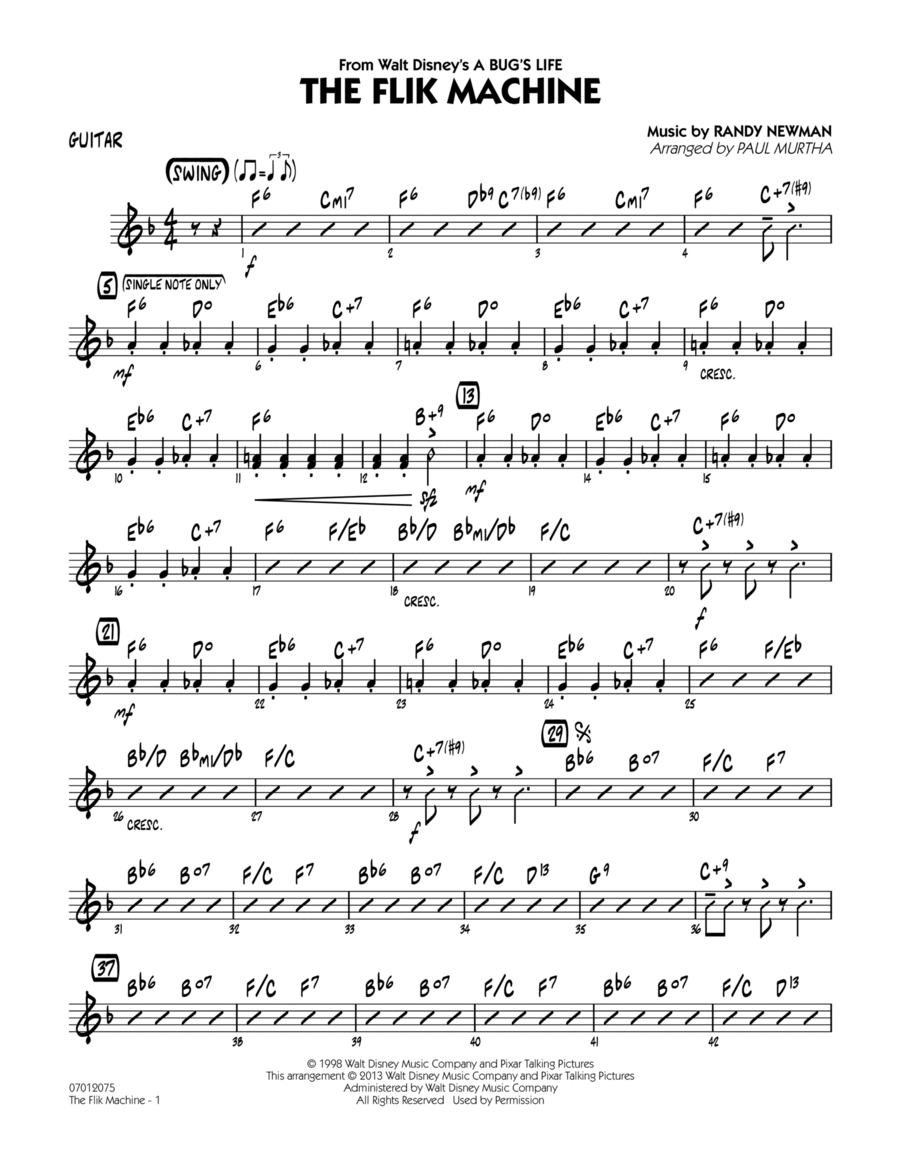 The Flik Machine (from A Bug's Life) - Guitar Jazz Ensemble scores gallery preview page 1