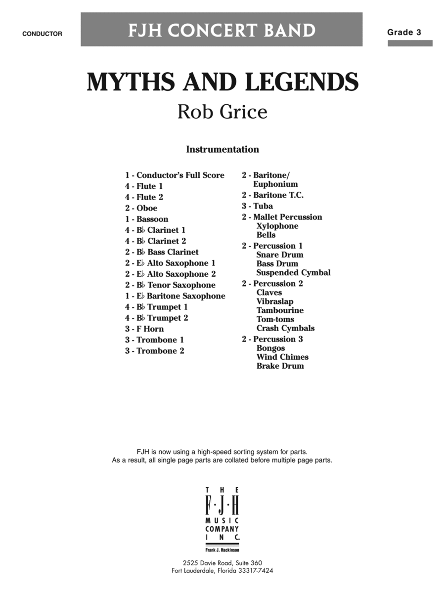 Myths and Legends: Score