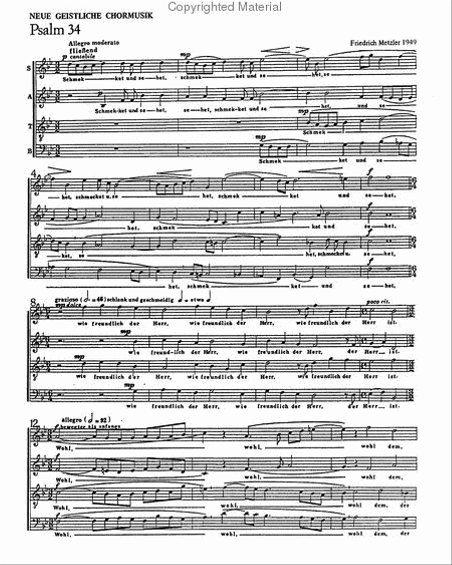 Schmecket und sehet, wie freundlich 4-Part scores gallery preview page 2