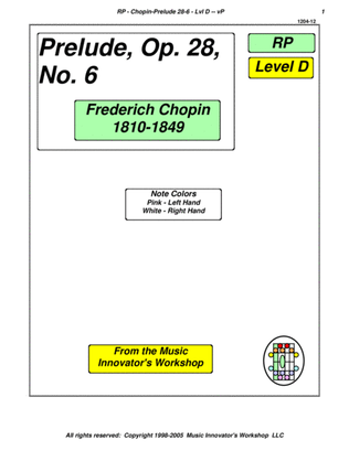 Chopin - Prelude, Opus 28, No. 6 - (Key Map Tablature)