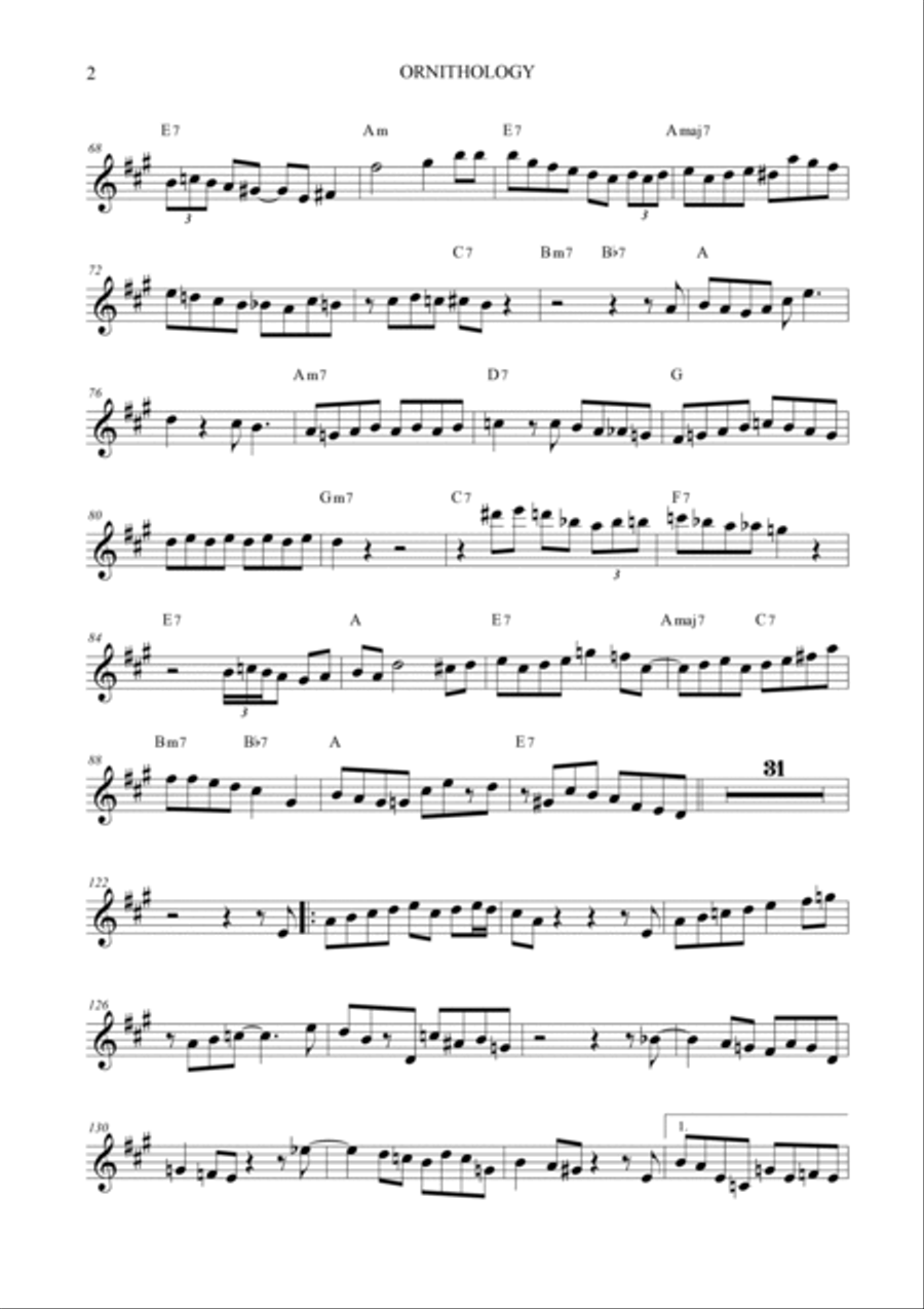 Ornithology B-Flat Trumpet scores gallery preview page 2