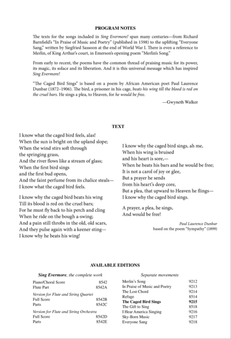 The Caged Bird Sings 4-Part scores gallery preview page 2