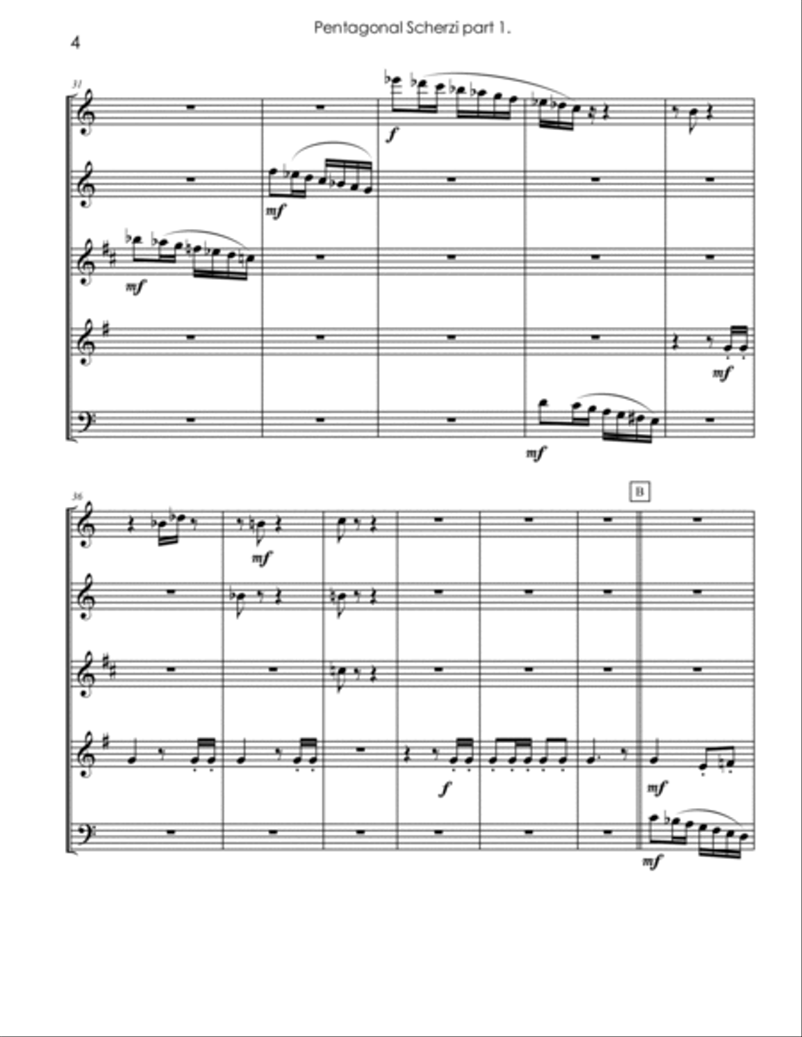 PENTAGONAL SCHERZI for Woodwind Quintet Woodwind Quintet scores gallery preview page 6