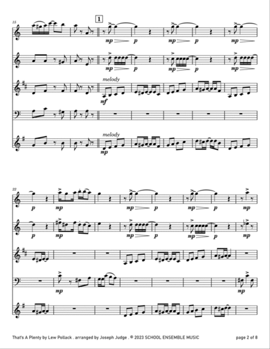 That's A Plenty by Pollack for Woodwind Quartet in Schools Woodwind Quartet scores gallery preview page 2