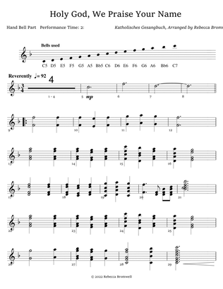 "Holy God, We Praise Your Name" Handbells Part - Score Only