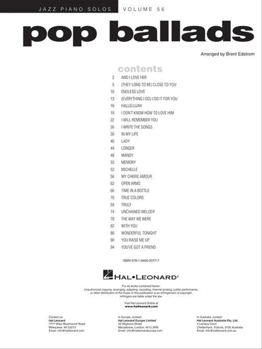 Pop Ballads Pop Ballads Piano Solo scores gallery preview page 3