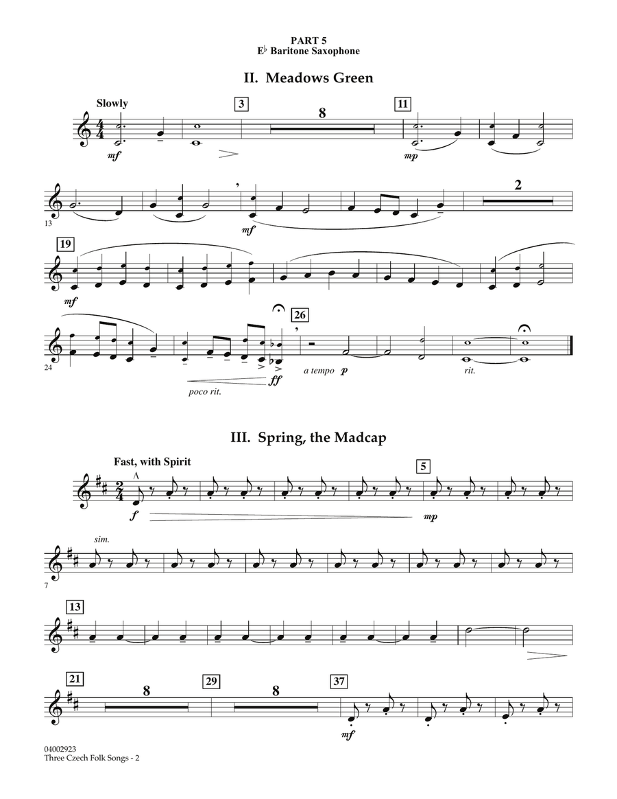 Three Czech Folk Songs - Pt.5 - Eb Baritone Saxophone Concert Band scores gallery preview page 2