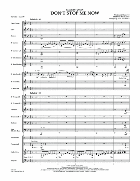 Don't Stop Me Now - Conductor Score (Full Score)