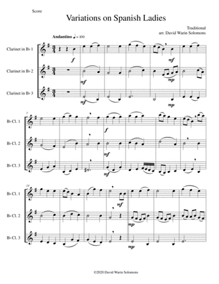 Variations on Spanish Ladies for 3 clarinets