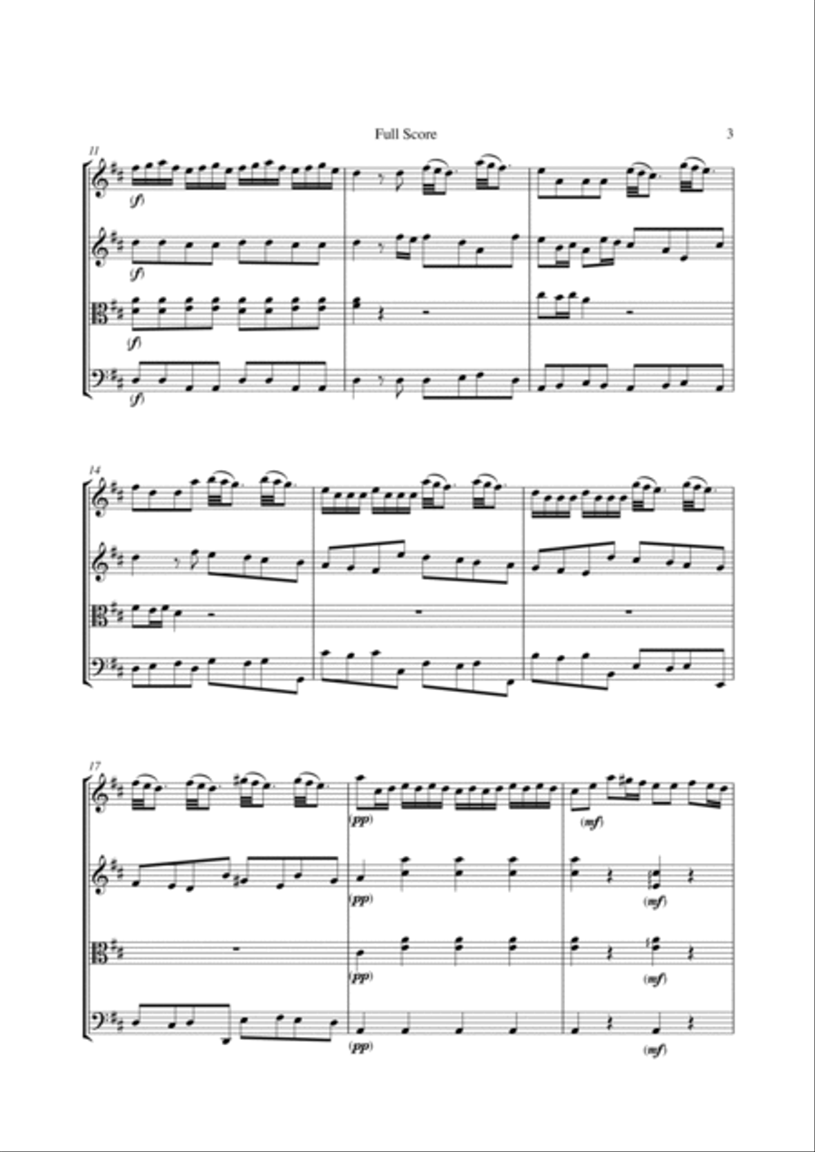 CONCERTO IN D MAJOR FOR 2 VIOLINS, LUTE AND BASSO CONTINUO, F.XII NO.15, 3rd Mov. STRING QUARTET String Quartet scores gallery preview page 5