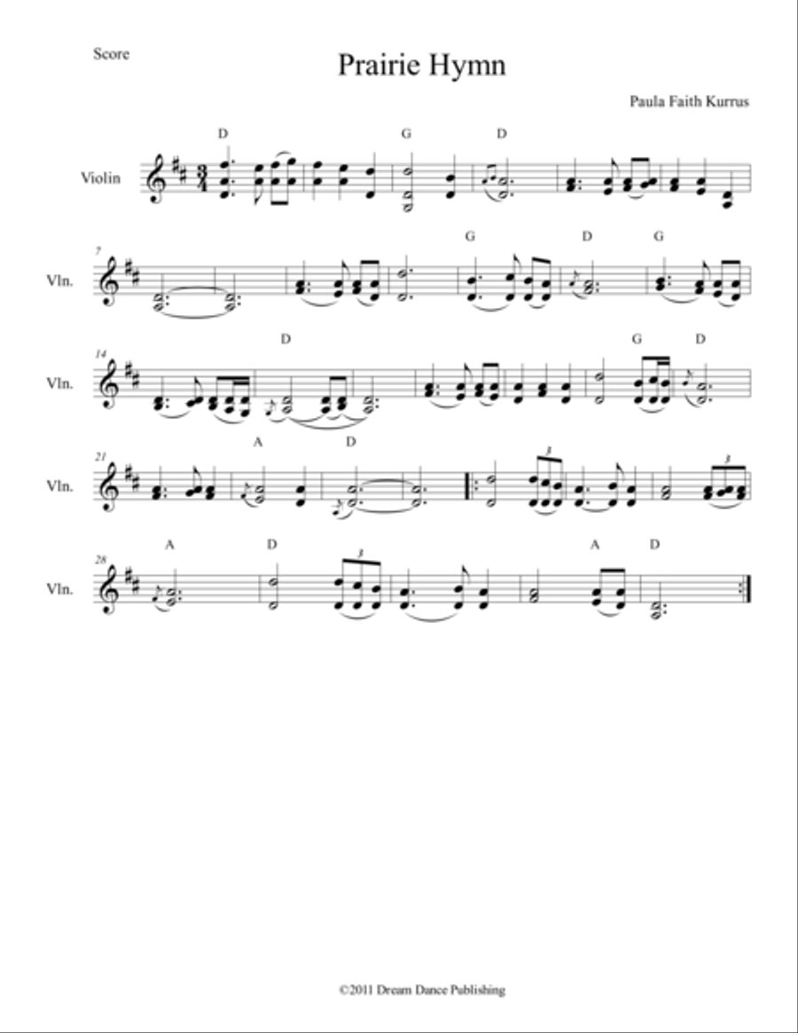 Prairie Hymn Small Ensemble scores gallery preview page 1