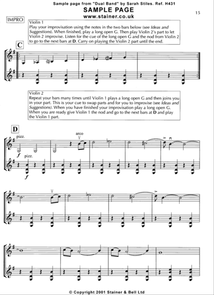 Dual Band. Nine Violin Duos with Improvisation String Duet scores gallery preview page 2