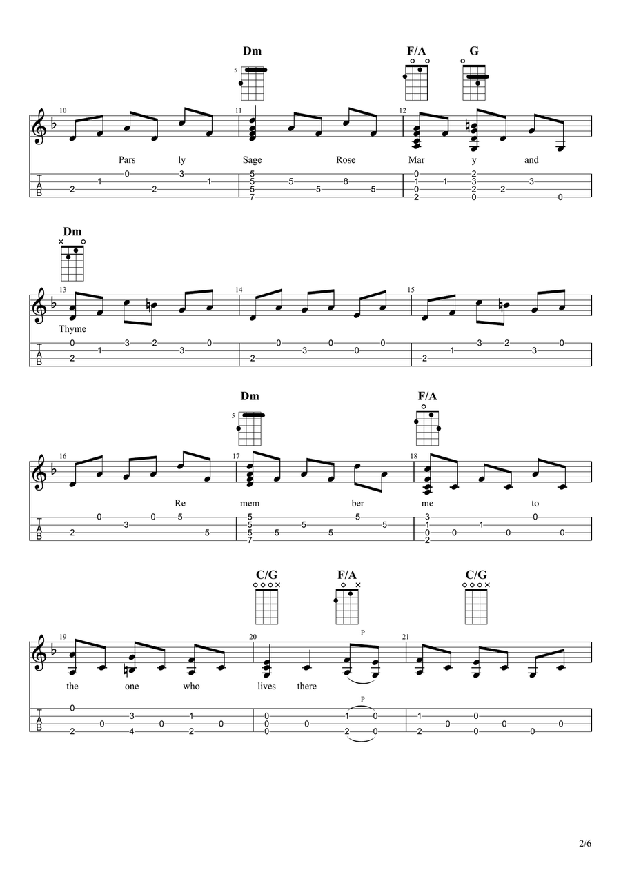 Scarborough Fair/canticle Ukulele scores gallery preview page 2