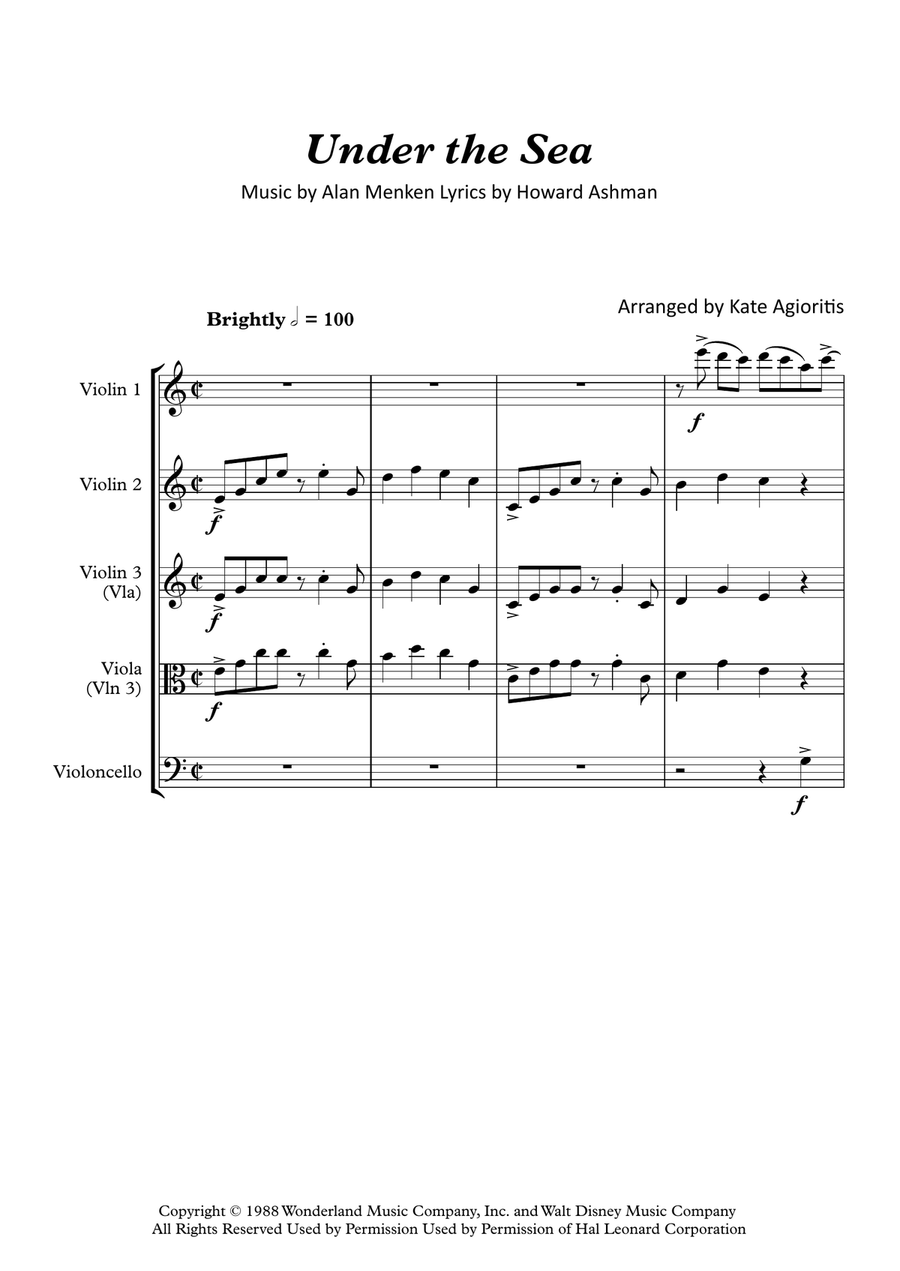 Under The Sea String Quartet scores gallery preview page 2