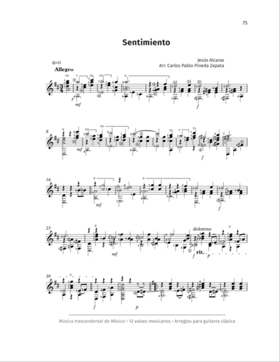 Sentimiento Classical Guitar scores gallery preview page 1