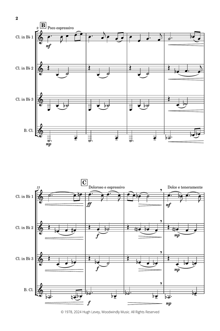 Lamento por la Juventud (Lament for the Young) - Clarinet Quartet Clarinet Quartet scores gallery preview page 5