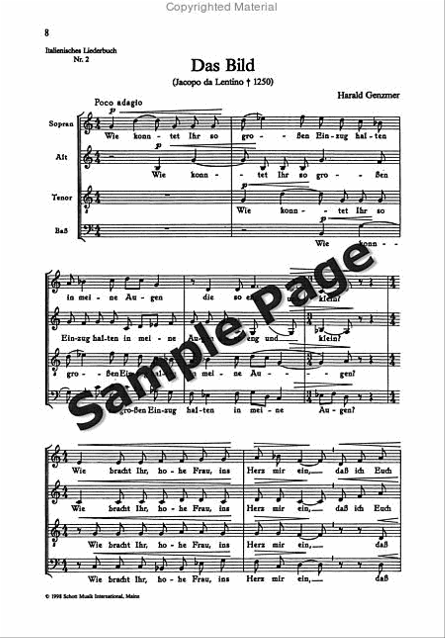 Italienisches Liederbuch 1 Ssatbb 4-Part scores gallery preview page 9