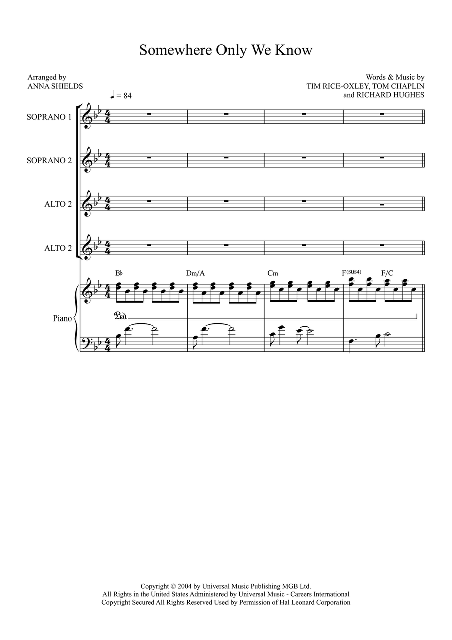 Somewhere Only We Know SSAA scores gallery preview page 1