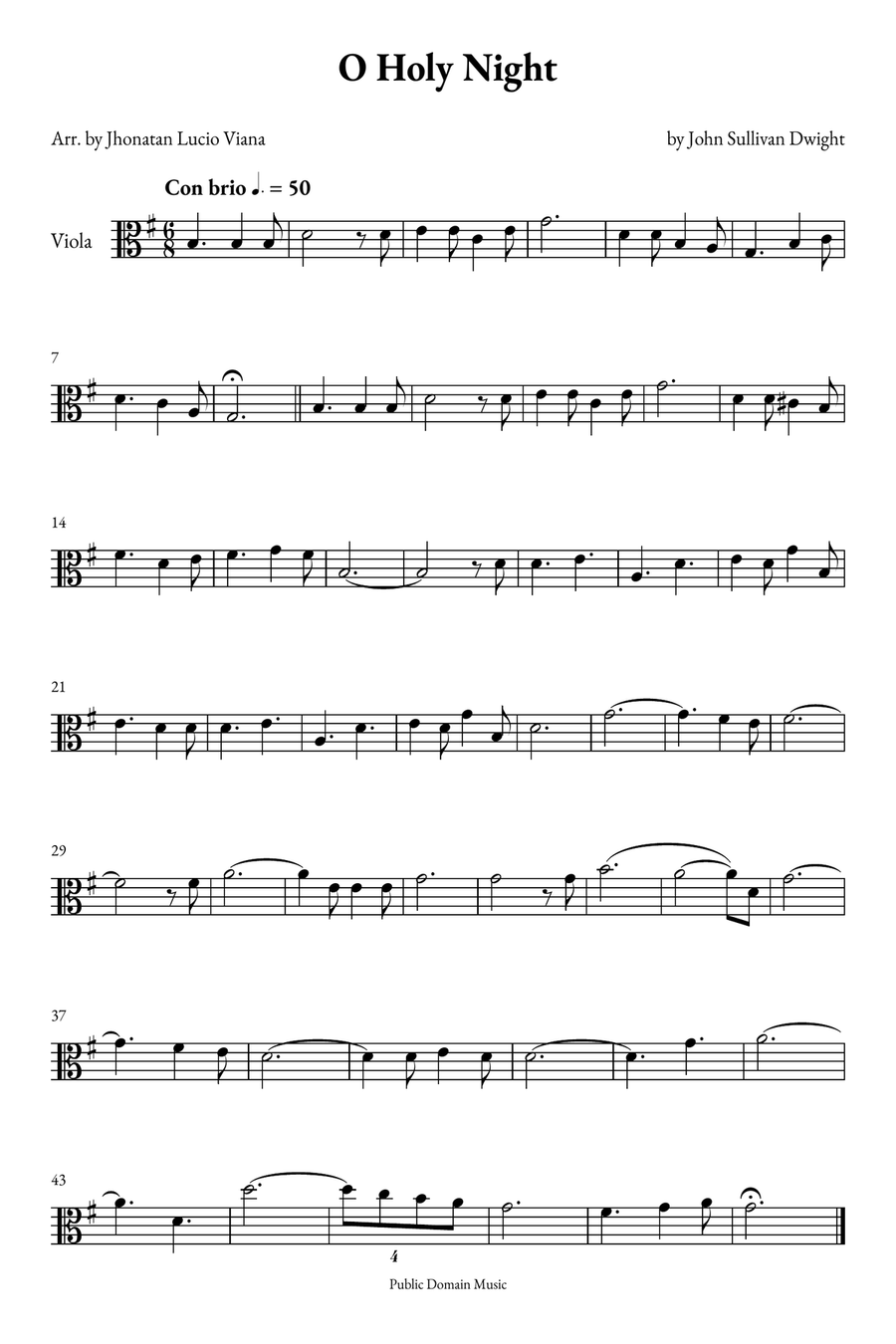 O Holy Night Viola Solo scores gallery preview page 1