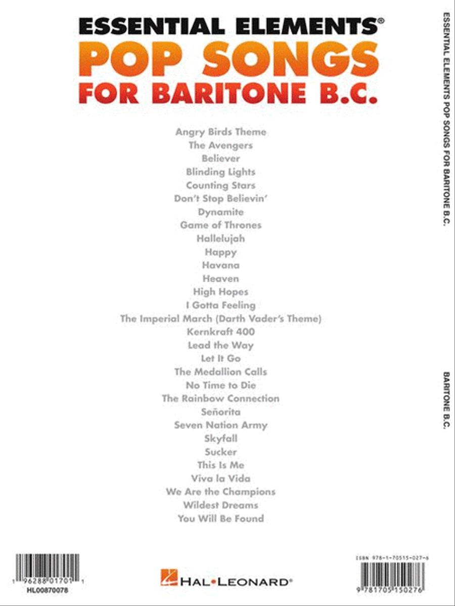 Essential Elements Pop Songs for Baritone B.C. Concert Band Methods scores gallery preview page 6