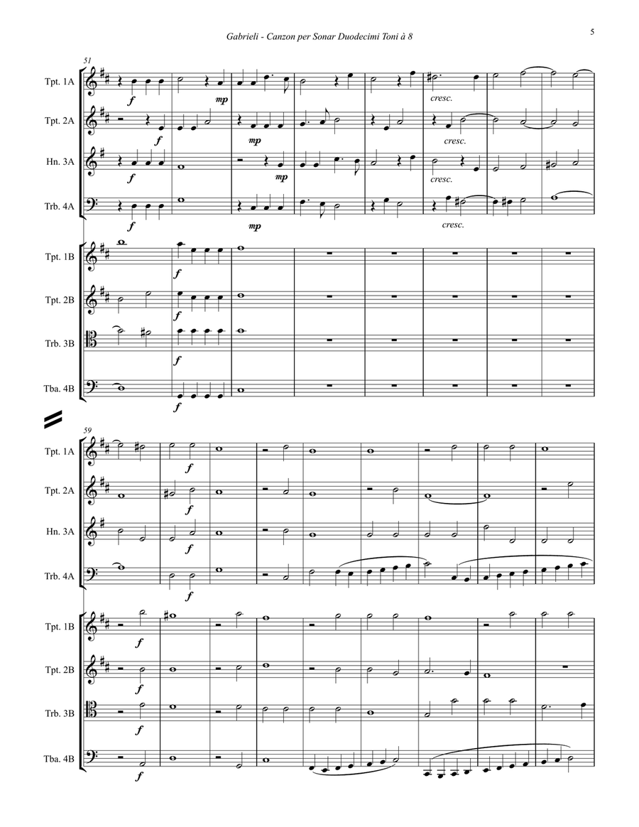 Canzon per Sonar Duodecimi Toni a 8 for 8-part Brass Ensemble Large Ensemble scores gallery preview page 5