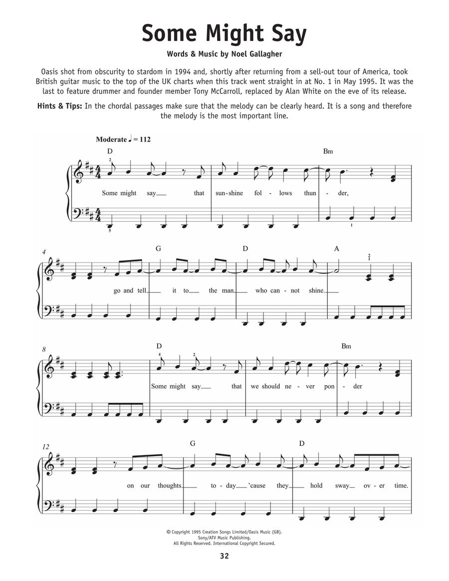 Some Might Say Some Might Say Easy Piano scores gallery preview page 1
