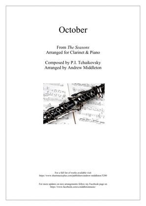 Book cover for "October" from The Seasons arranged for Clarinet & Piano