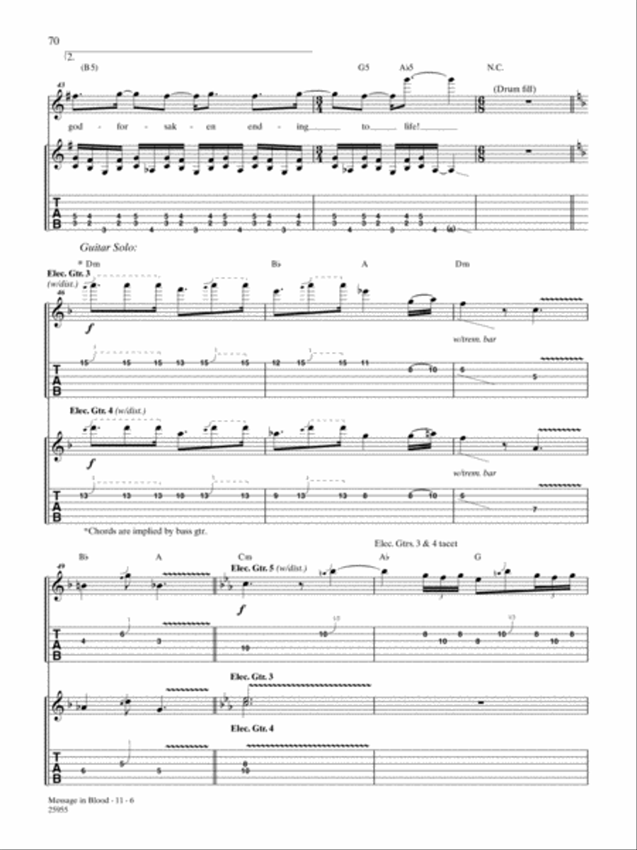 Message In Blood Guitar Tablature scores gallery preview page 6