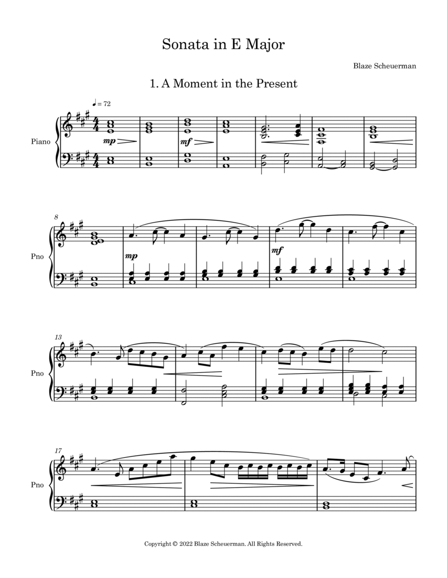 A Moment In The Present Piano Solo scores gallery preview page 1