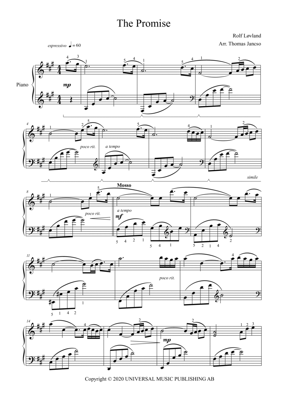 The Promise The Promise Piano Solo scores gallery preview page 1