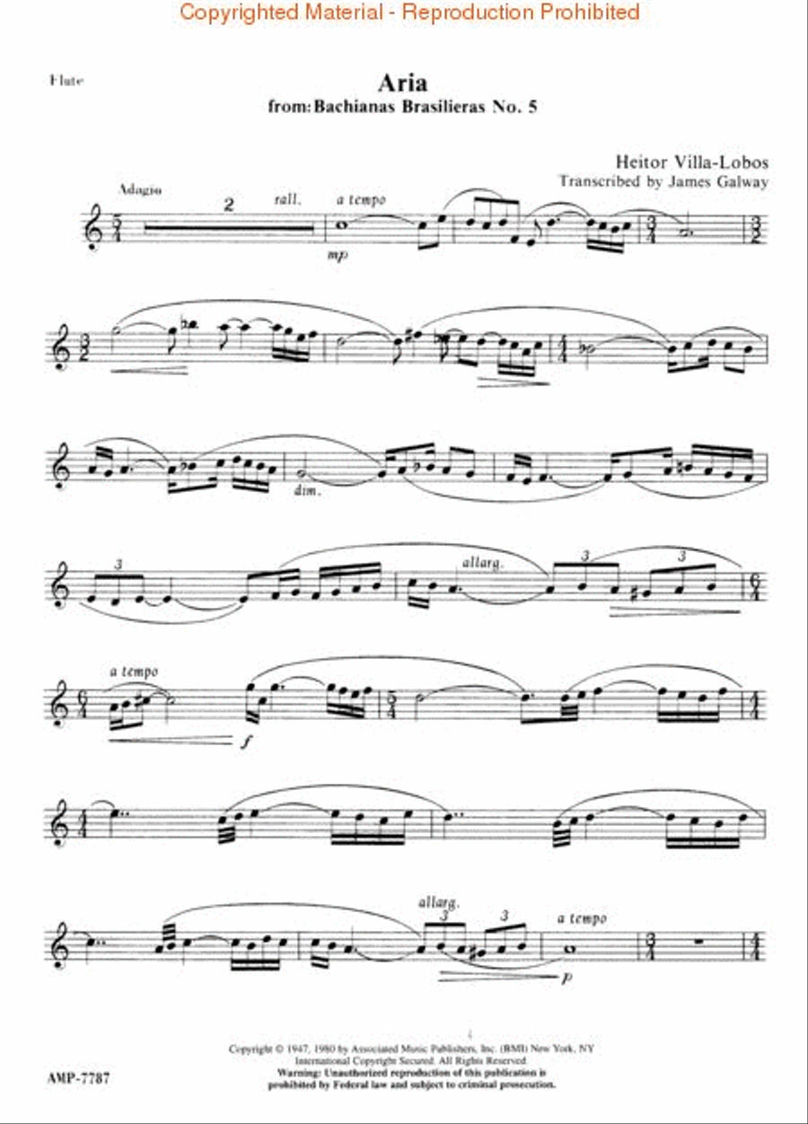 Aria Bachianas Brasileiras No. 5 Flute Solo scores gallery preview page 2