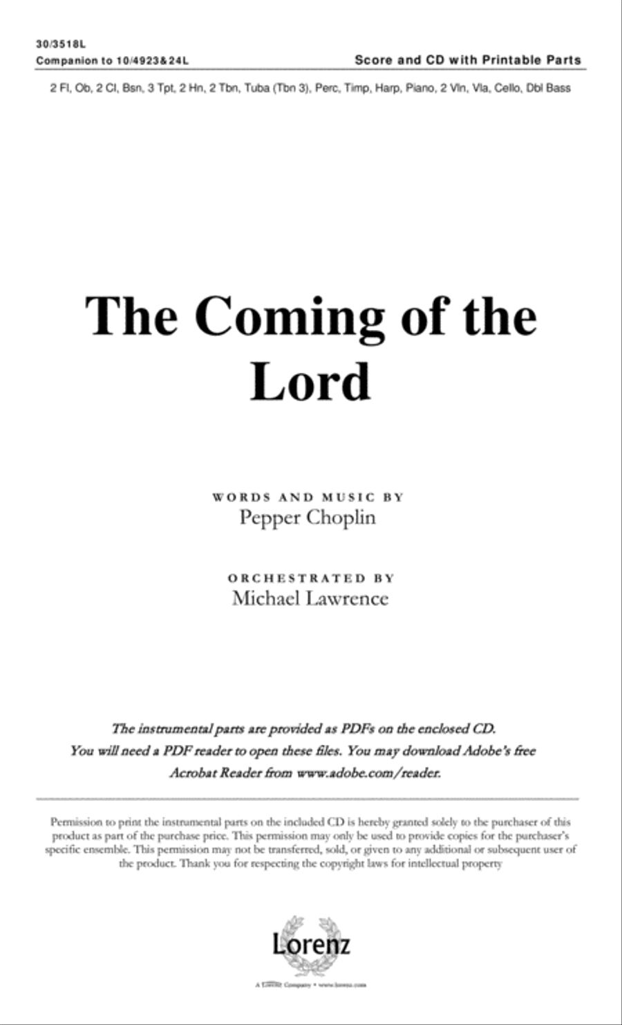 The Coming of the Lord - Orchestral Score and CD with Printable Parts Choir scores gallery preview page 2