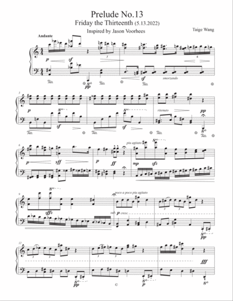 Piano Dreamer- 13 Preludes for the Piano-No.13 Friday the Thirteenth Piano Solo scores gallery preview page 2