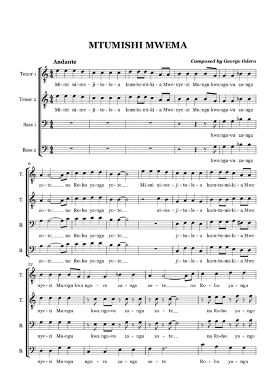 MTUMISHI MWEMA Small Ensemble scores gallery preview page 1
