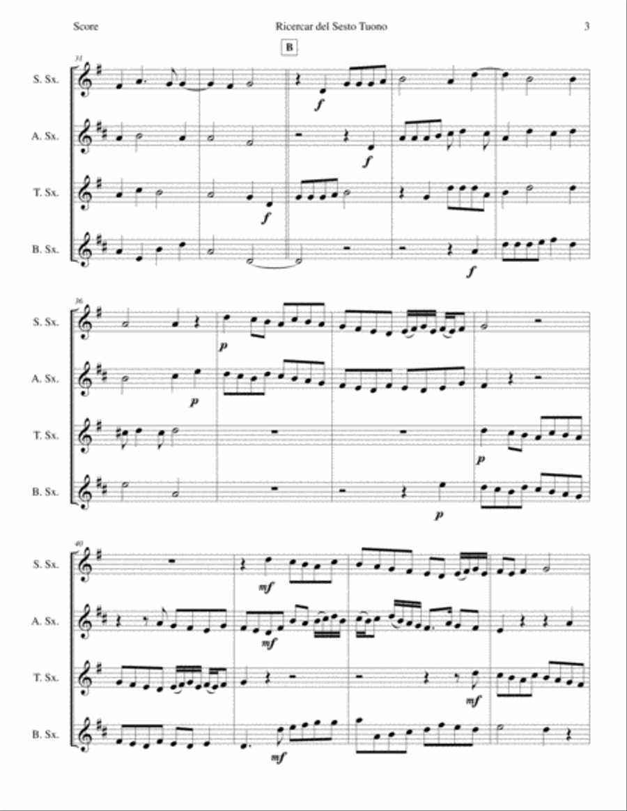 Ricercar del Sesto Tuono Ricercar del Sesto Tuono Saxophone Quartet scores gallery preview page 4