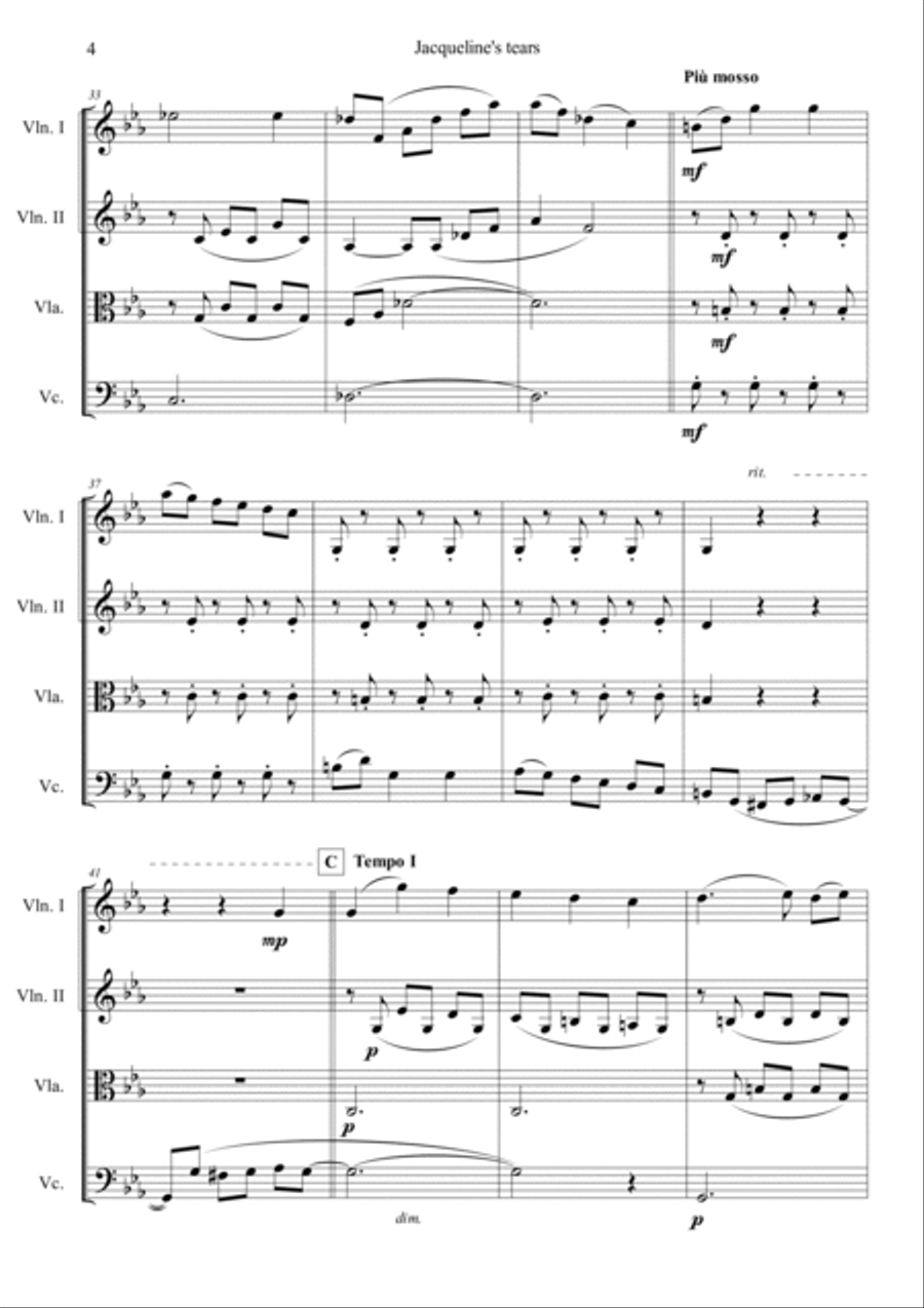 Jacqueline's Tears String Quartet scores gallery preview page 4