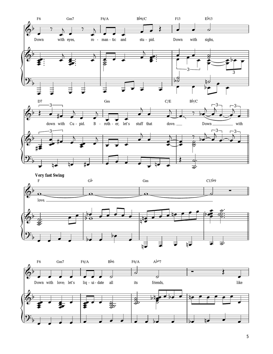 Down With Love Piano, Vocal, Guitar scores gallery preview page 5