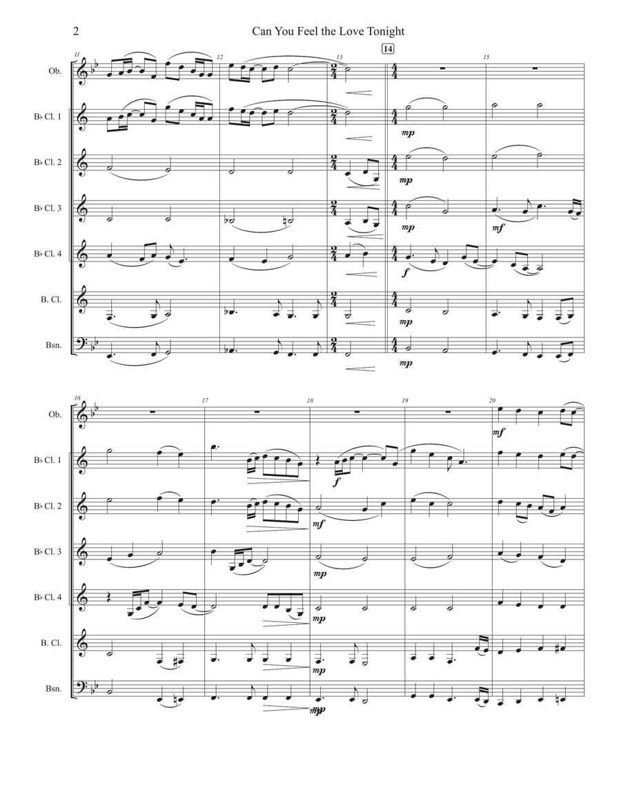 Can You Feel The Love Tonight Woodwind Quintet scores gallery preview page 2