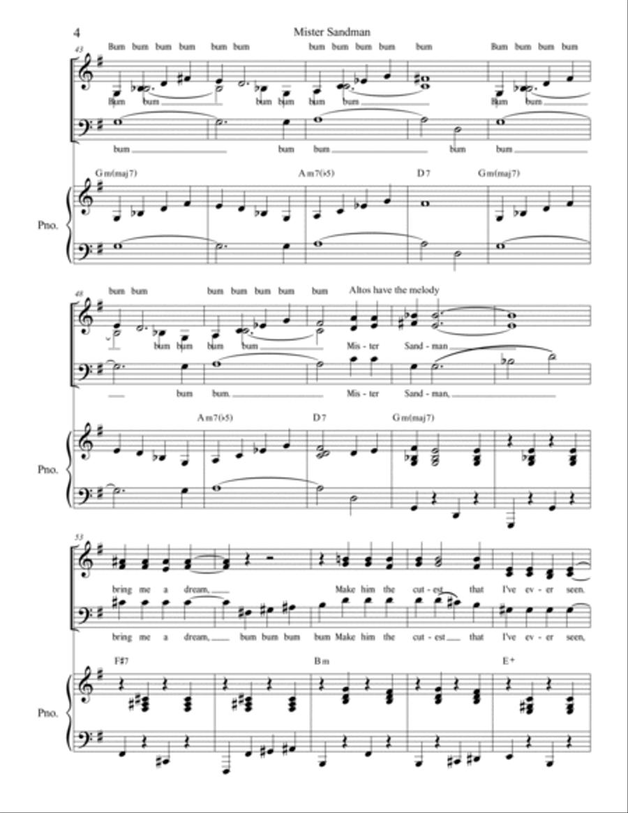 Mister Sandman 3-Part scores gallery preview page 4