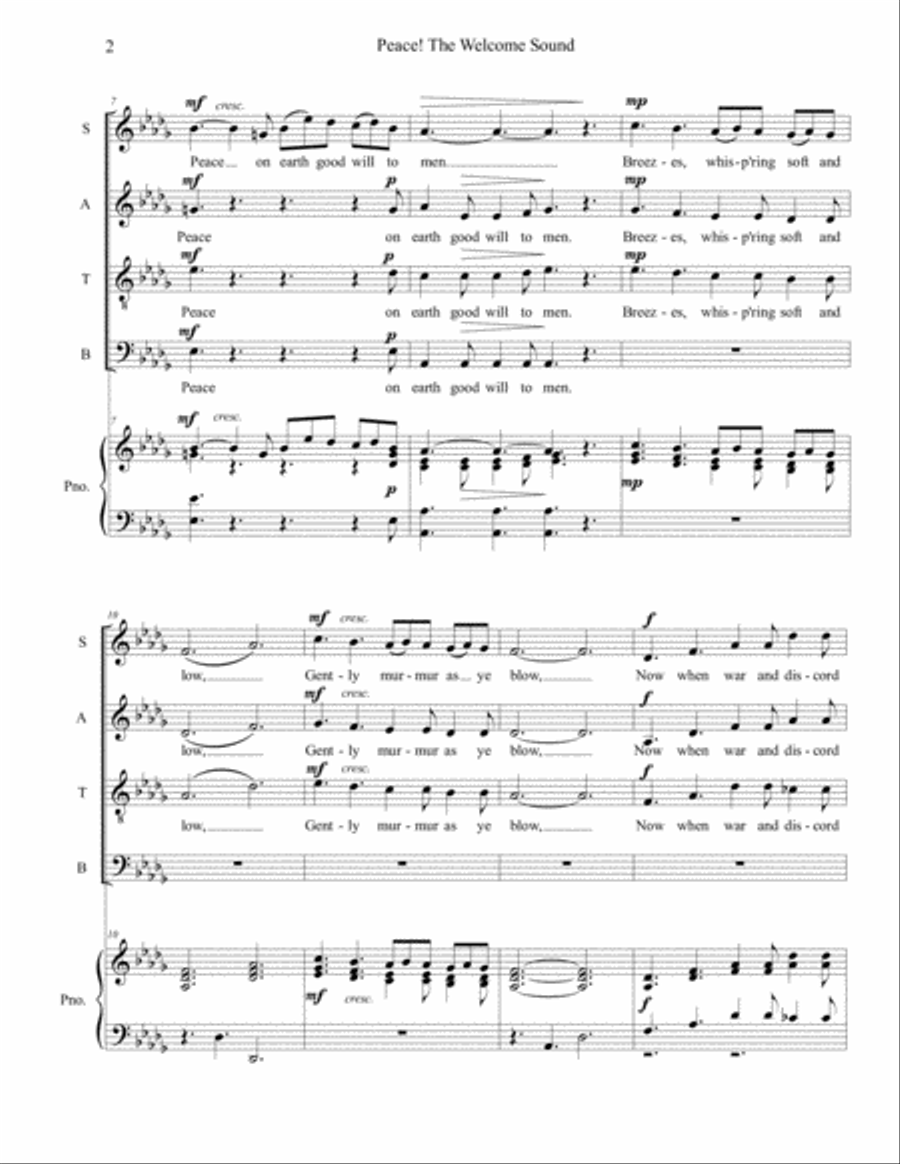 Peace! The Welcome Sound Peace! The Welcome Sound 4-Part scores gallery preview page 2
