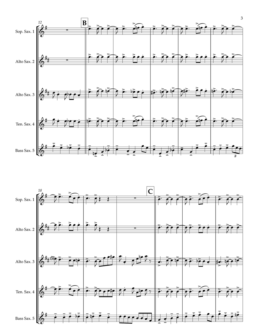 A String Of Pearls Saxophone Quintet scores gallery preview page 3