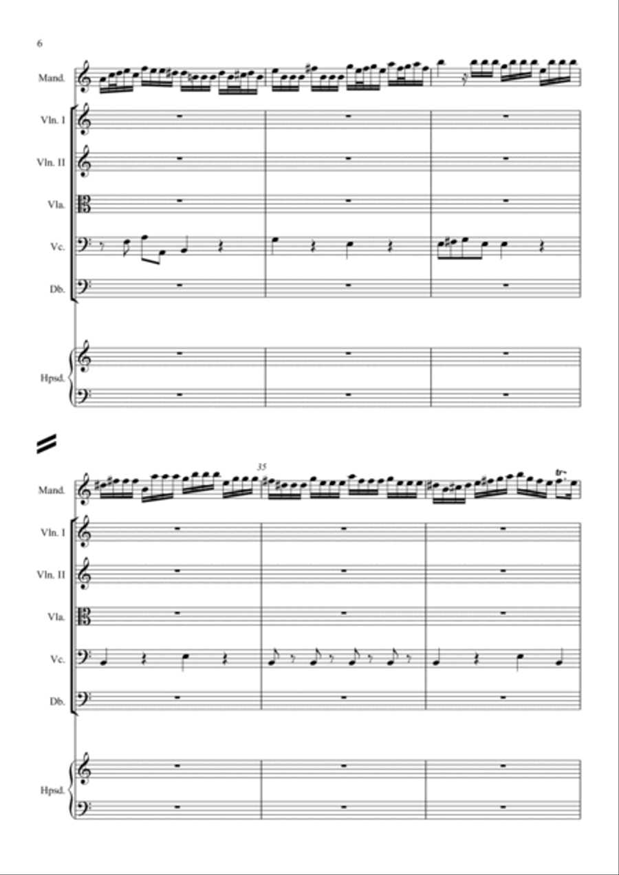 Concerto in DO Maggiore per Mandolino, Archi e Cembalo Small Ensemble scores gallery preview page 6