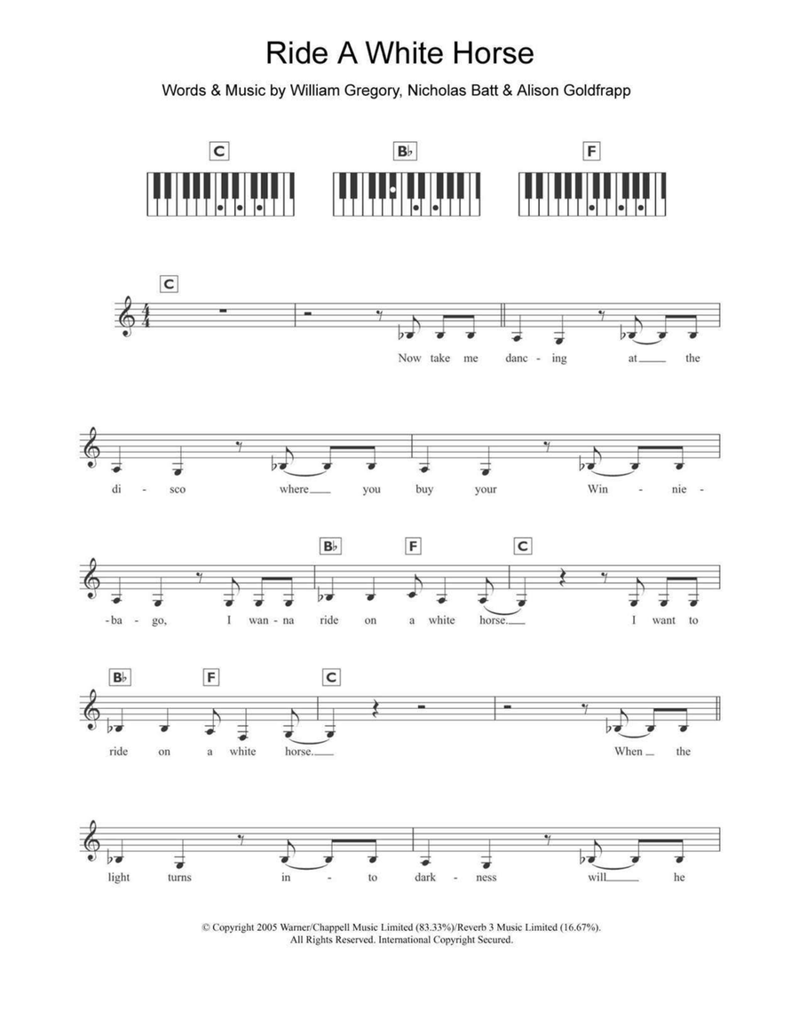 Ride A White Horse Ride A White Horse Piano scores gallery preview page 1