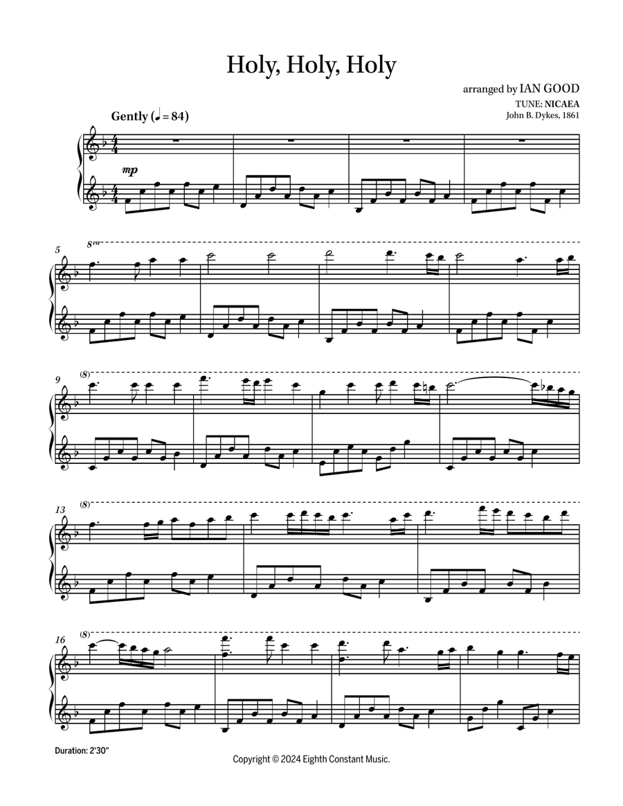 Holy, Holy, Holy (NICAEA) - new age piano Piano Solo scores gallery preview page 1